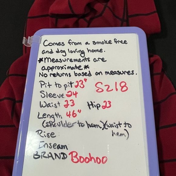 Boohoo red and black windowpane duster size 18 EUC lightweight - Picture 7 of 13